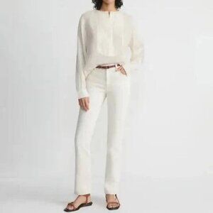 NWOT Lafayette 148 New York Reeve High Waist Ankle Jeans - Ecru Size 32